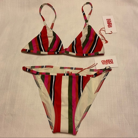 The Lulu Top and Bottom In Watermelon Stripe Set both pieces Bikini Set - Picture 2 of 4